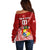 Custom Tonga Rugby Off Shoulder Sweater Tongan Ngatu Pattern White Version LT01 - Polynesian Pride