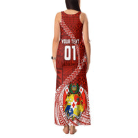 Custom Tonga Rugby Tank Maxi Dress Tongan Ngatu Pattern White Version LT01 - Polynesian Pride