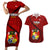 Tonga Rugby Couples Matching Short Sleeve Bodycon Dress and Hawaiian Shirt Tongan Ngatu Pattern Black Version LT01 Red - Polynesian Pride