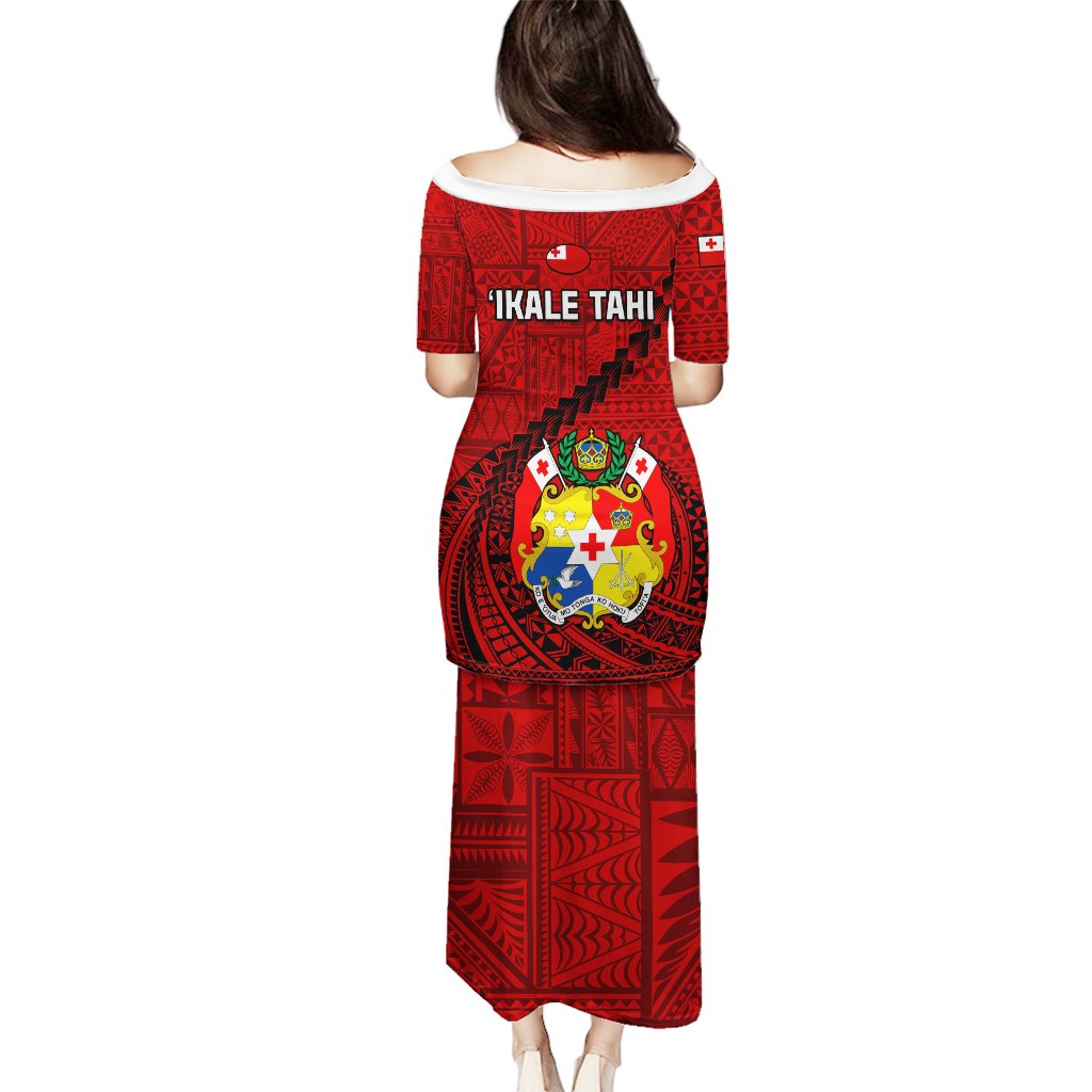 Tonga Rugby Puletasi Tongan Ngatu Pattern Black Version LT01 - Polynesian Pride