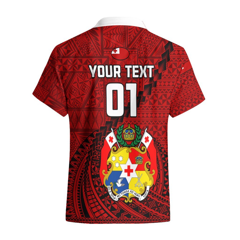 Custom Tonga Rugby Hawaiian Shirt Tongan Ngatu Pattern Black Version LT01 - Polynesian Pride