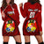 Custom Tonga Rugby Hoodie Dress Tongan Ngatu Pattern Black Version LT01 - Polynesian Pride