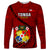 Custom Tonga Rugby Long Sleeve Shirt Tongan Ngatu Pattern Black Version LT01 Unisex Red - Polynesian Pride