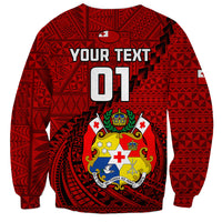 Custom Tonga Rugby Sweatshirt Tongan Ngatu Pattern Black Version LT01 - Polynesian Pride