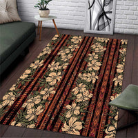 Hawaii Hibiscus Area Rug Retro Style LT01 Brown - Polynesian Pride
