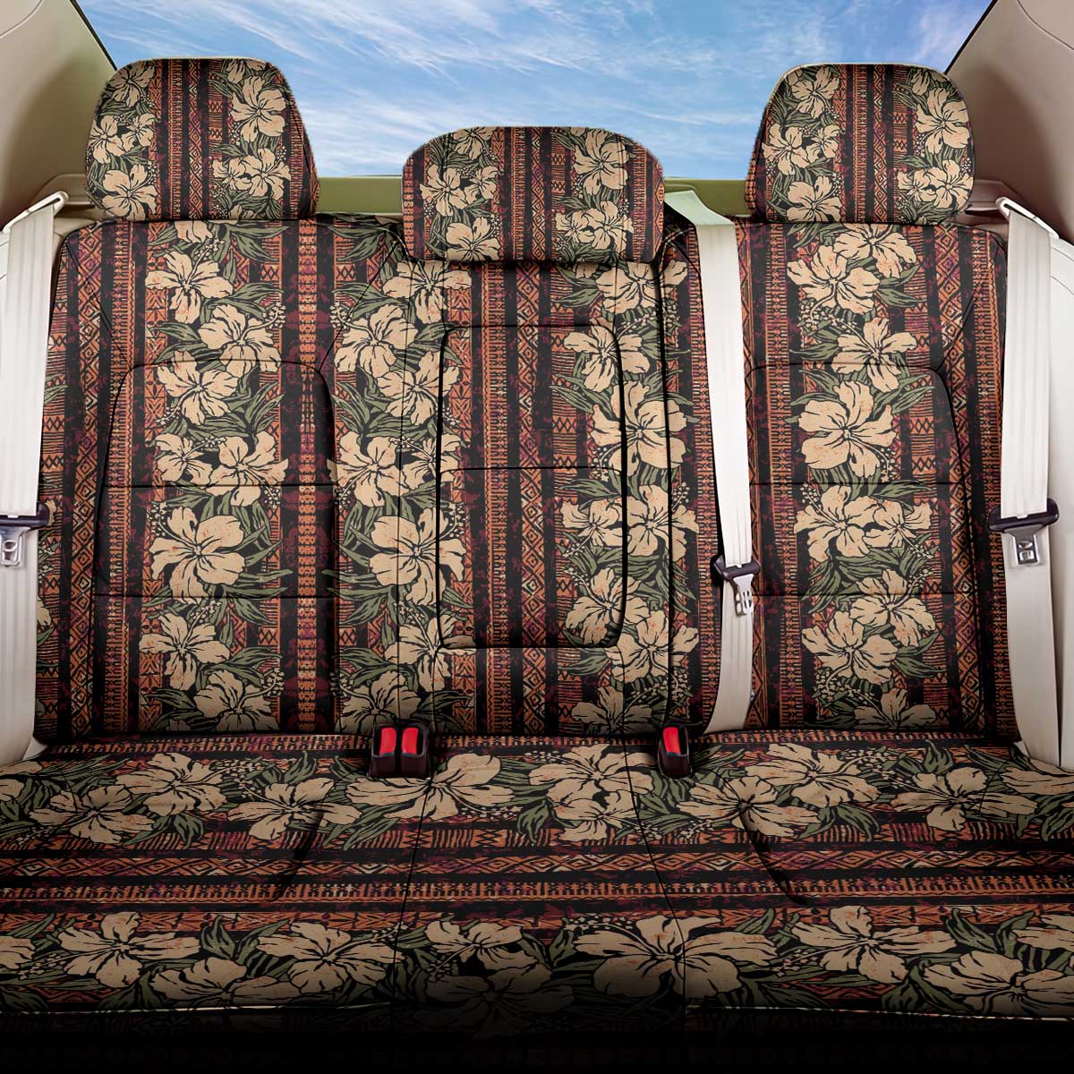 Hawaii Hibiscus Back Car Seat Cover Retro Style LT01 One Size Brown - Polynesian Pride