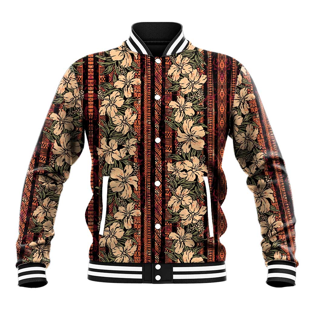 Hawaii Hibiscus Baseball Jacket Retro Style LT01 Unisex Brown - Polynesian Pride