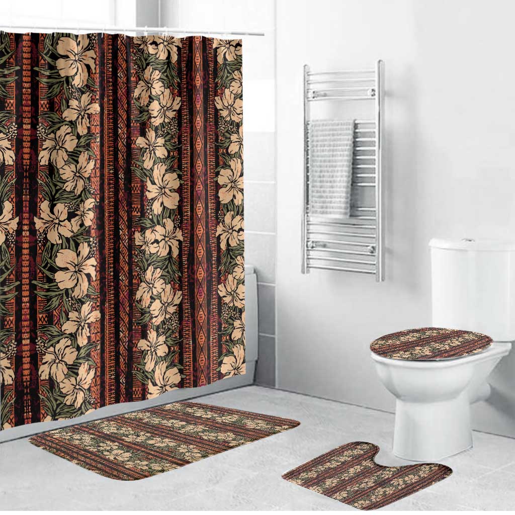 Hawaii Hibiscus Bathroom Set Retro Style LT01 Bathroom Set (4 pcs) Brown - Polynesian Pride