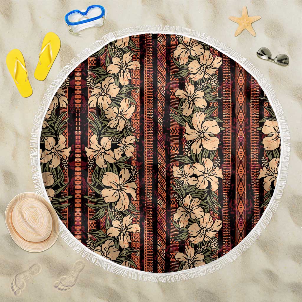 Hawaii Hibiscus Beach Blanket Retro Style LT01 One Size 150cm Brown - Polynesian Pride