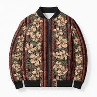 Hawaii Hibiscus Bomber Puffer Jacket Retro Style LT01 Unisex Brown - Polynesian Pride