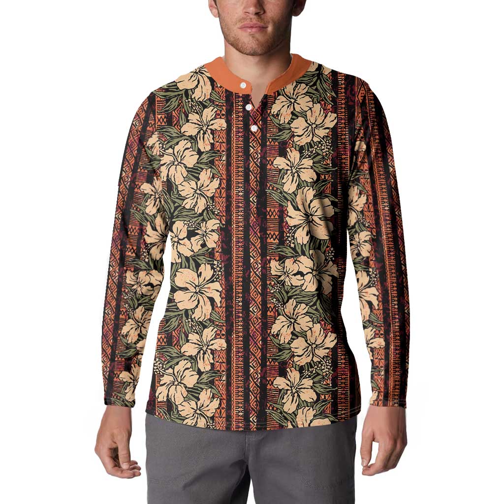 Hawaii Hibiscus Button Sweatshirt Retro Style LT01 - Polynesian Pride