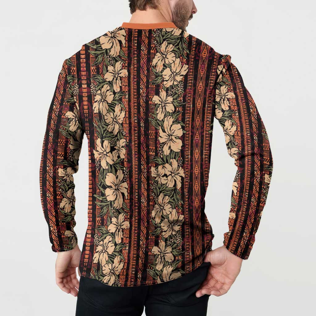 Hawaii Hibiscus Button Sweatshirt Retro Style LT01 - Polynesian Pride