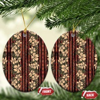 Hawaii Hibiscus Ceramic Ornament Retro Style LT01 Oval Brown - Polynesian Pride