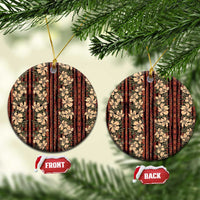 Hawaii Hibiscus Ceramic Ornament Retro Style LT01 Circle Brown - Polynesian Pride