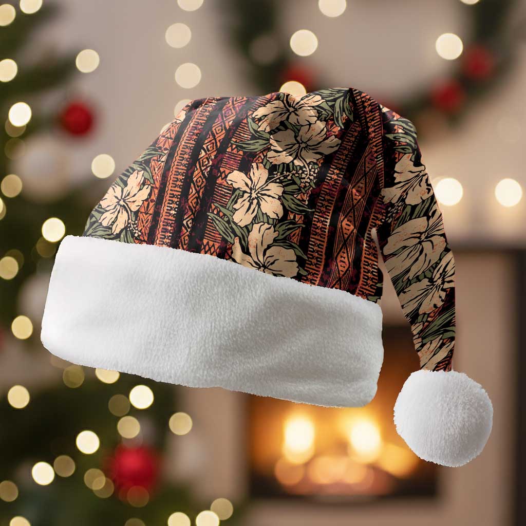 Hawaii Hibiscus Christmas Santa Hat Retro Style LT01 Without Fur Brown - Polynesian Pride