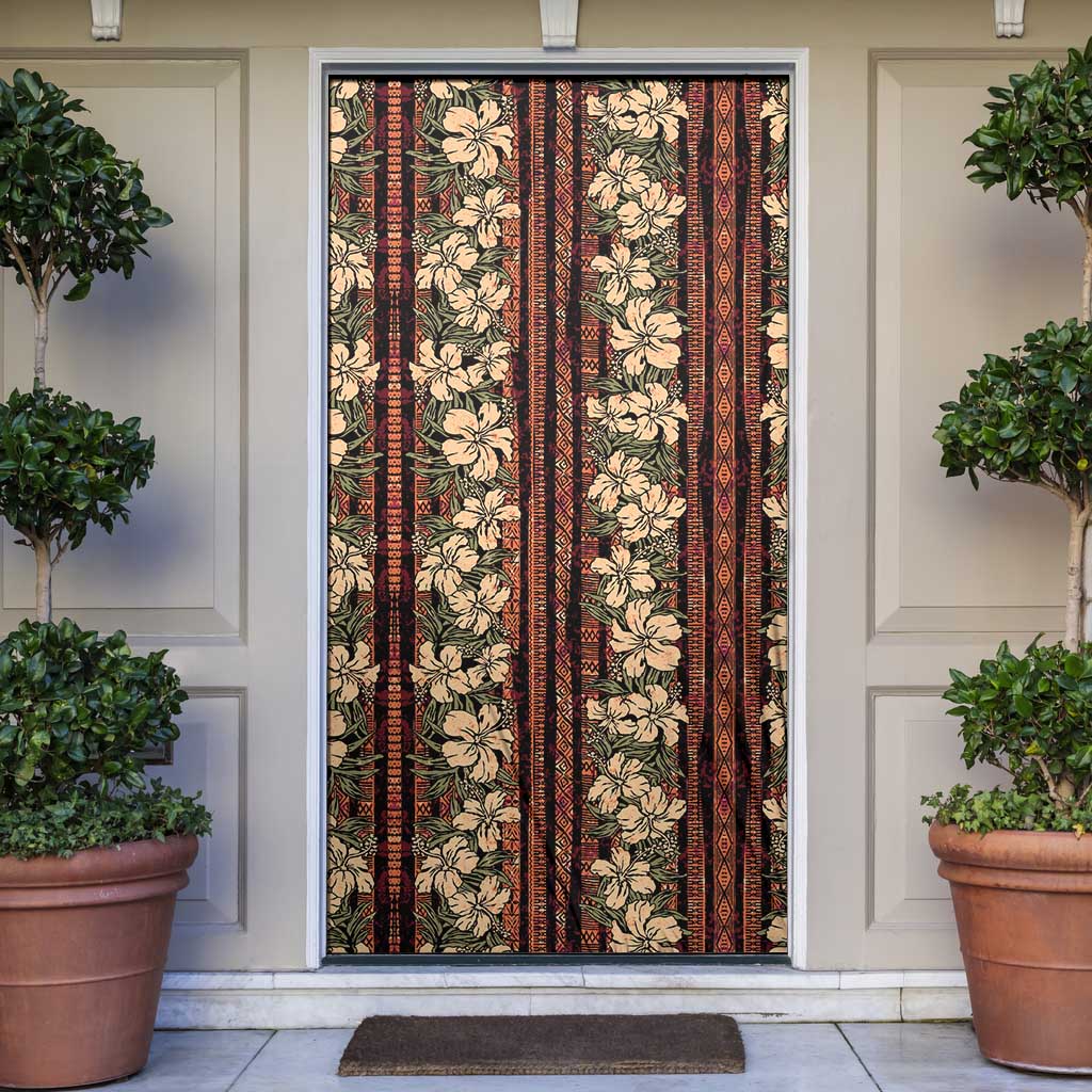 Hawaii Hibiscus Door Cover Retro Style LT01 Brown - Polynesian Pride