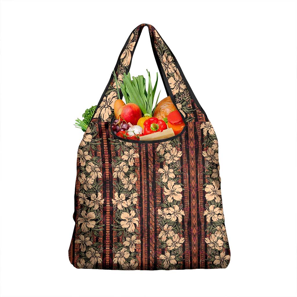 Hawaii Hibiscus Grocery Bag Retro Style LT01 1-pack One Size Brown - Polynesian Pride