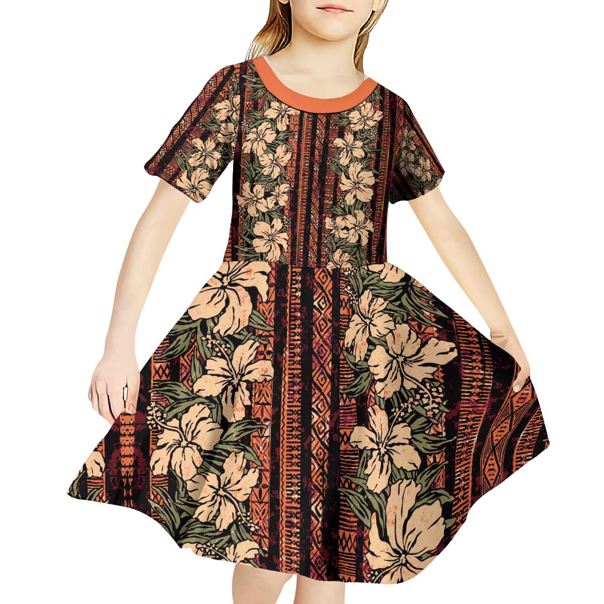 Hawaii Hibiscus Kid Short Sleeve Dress Retro Style LT01 - Polynesian Pride