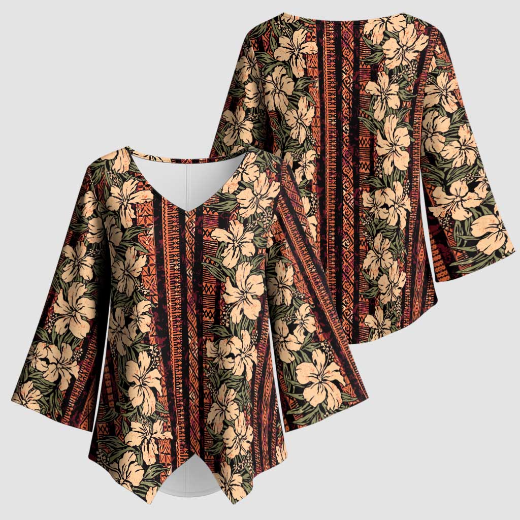 Hawaii Hibiscus Kimono Sleeve Blouse Retro Style LT01 - Polynesian Pride