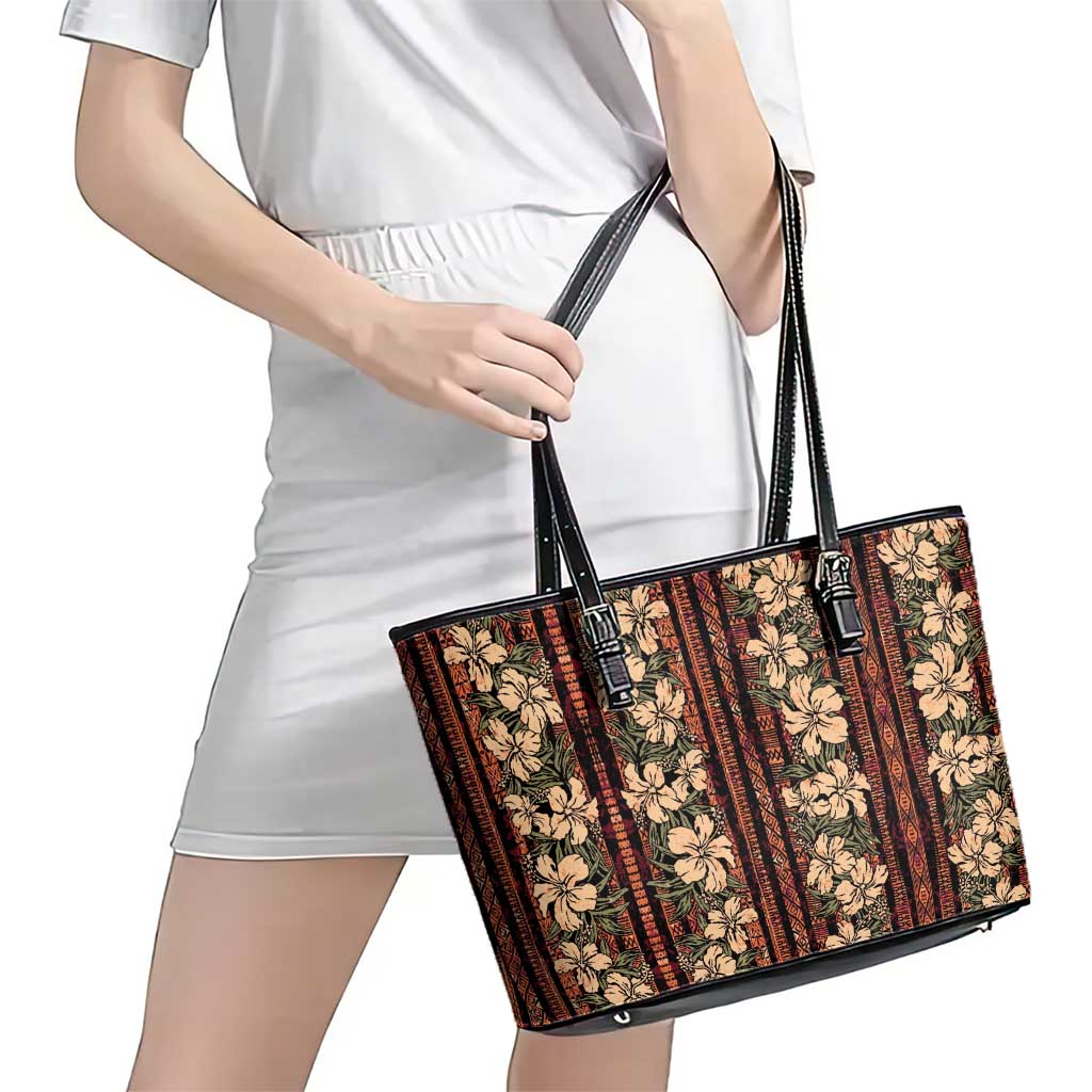 Hawaii Hibiscus Leather Tote Bag Retro Style LT01 - Polynesian Pride
