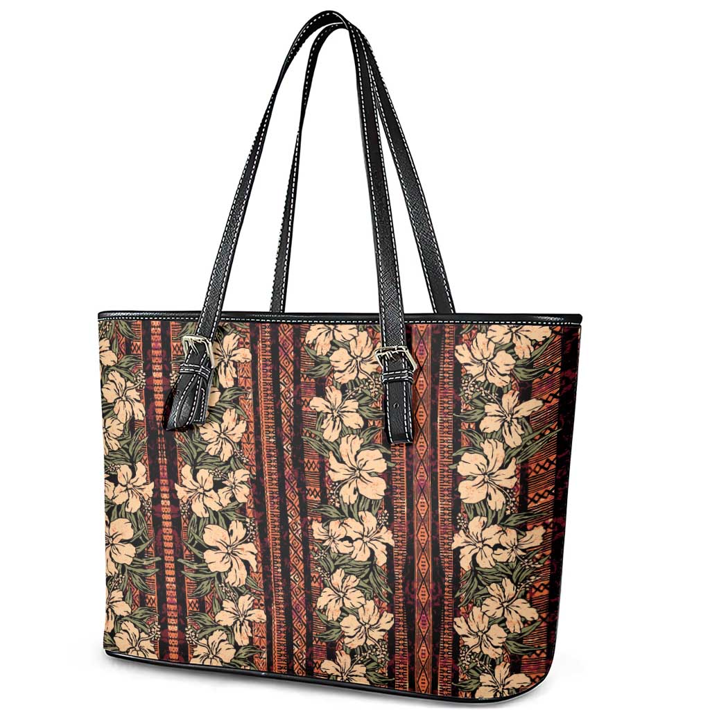 Hawaii Hibiscus Leather Tote Bag Retro Style LT01 - Polynesian Pride