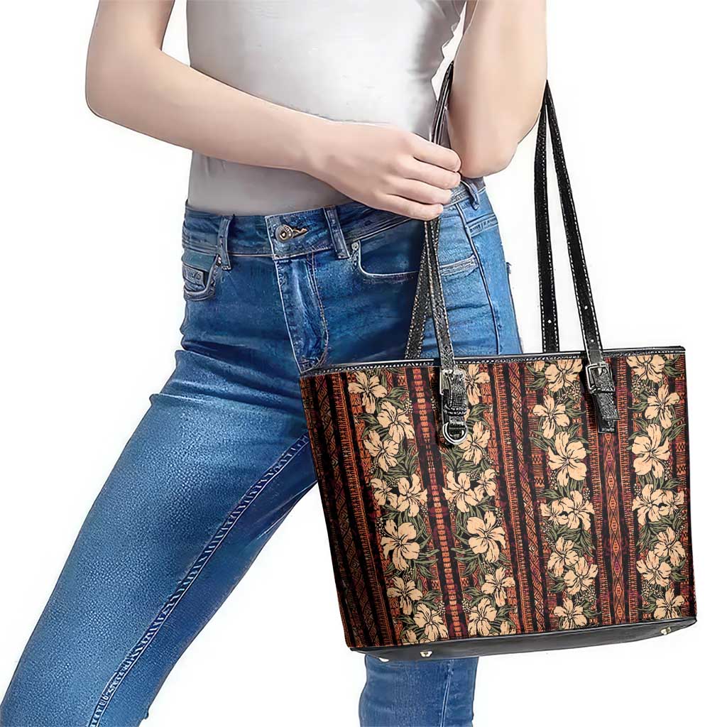 Hawaii Hibiscus Leather Tote Bag Retro Style LT01 - Polynesian Pride
