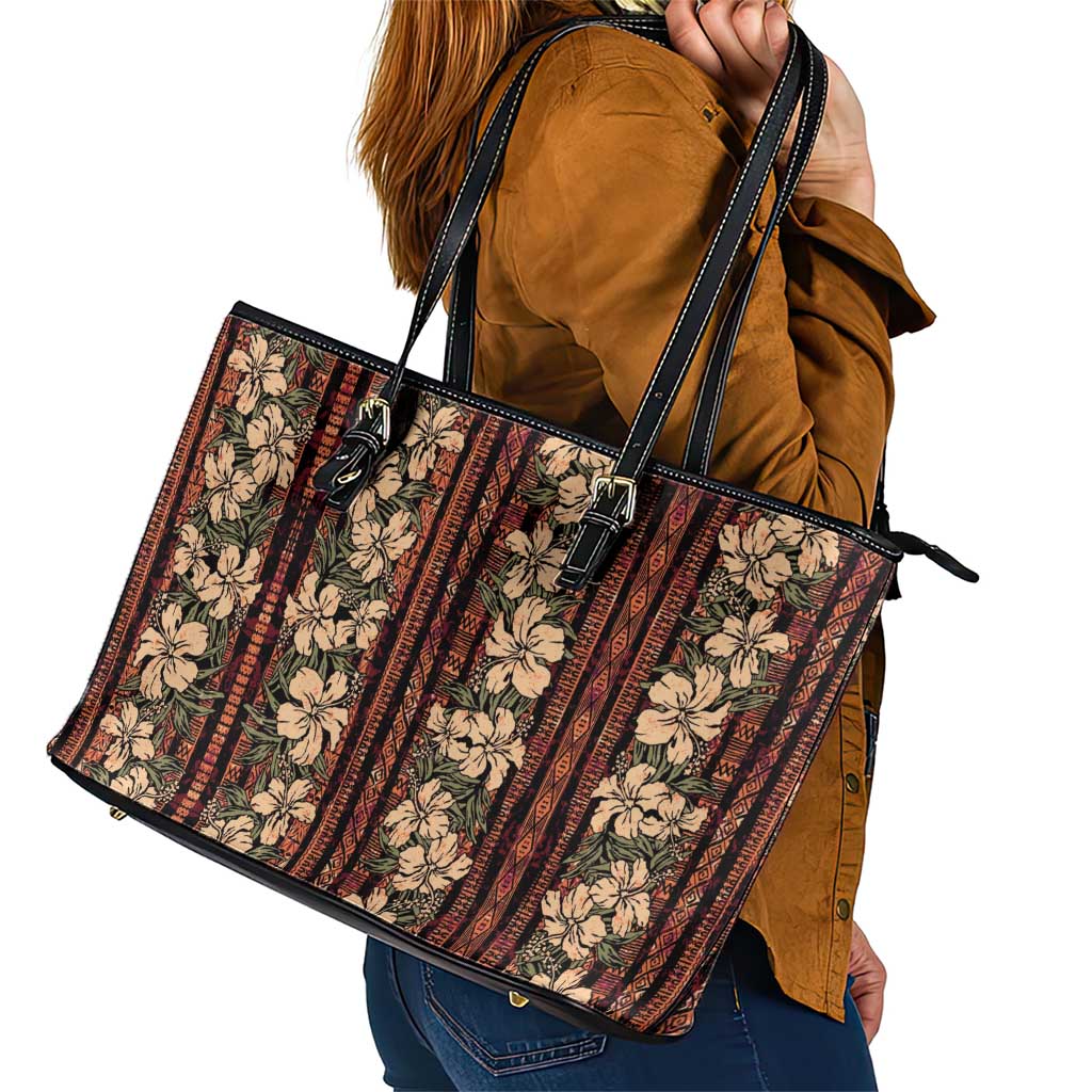 Hawaii Hibiscus Leather Tote Bag Retro Style LT01 - Polynesian Pride