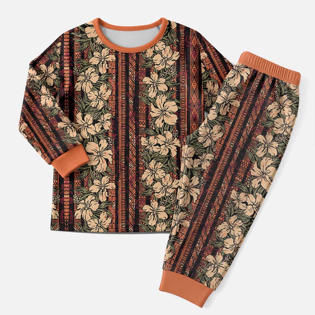 Hawaii Hibiscus Christmas Pajama Set Retro Style LT01 Men Brown - Polynesian Pride
