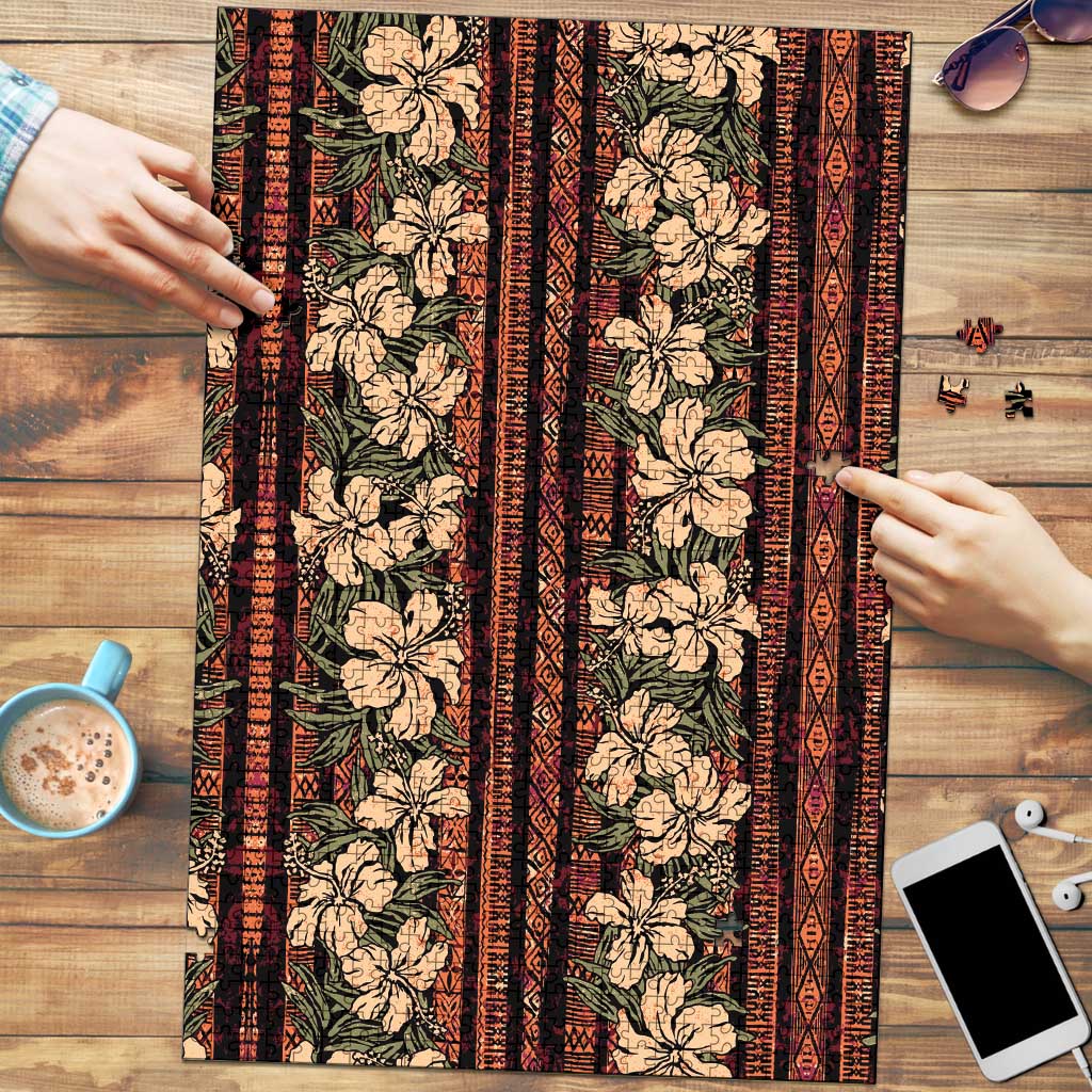 Hawaii Hibiscus Puzzle Retro Style LT01 Brown - Polynesian Pride