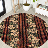 Hawaii Hibiscus Round Carpet Retro Style LT01 Brown - Polynesian Pride