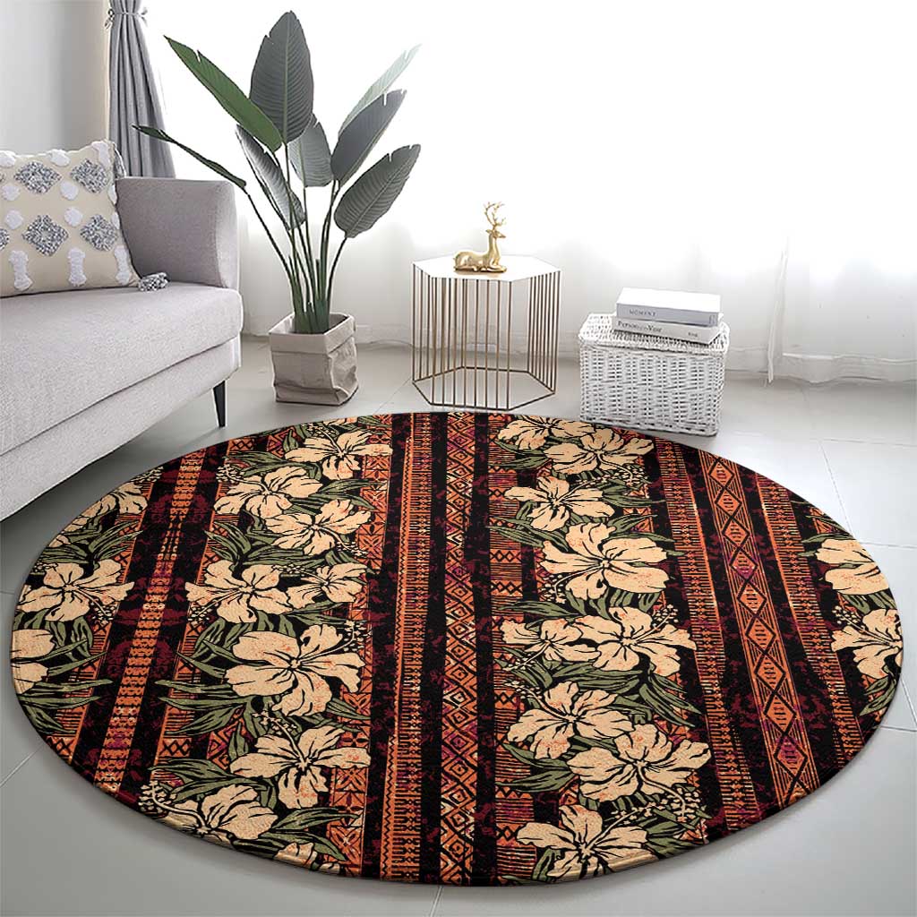 Hawaii Hibiscus Round Carpet Retro Style LT01 - Polynesian Pride