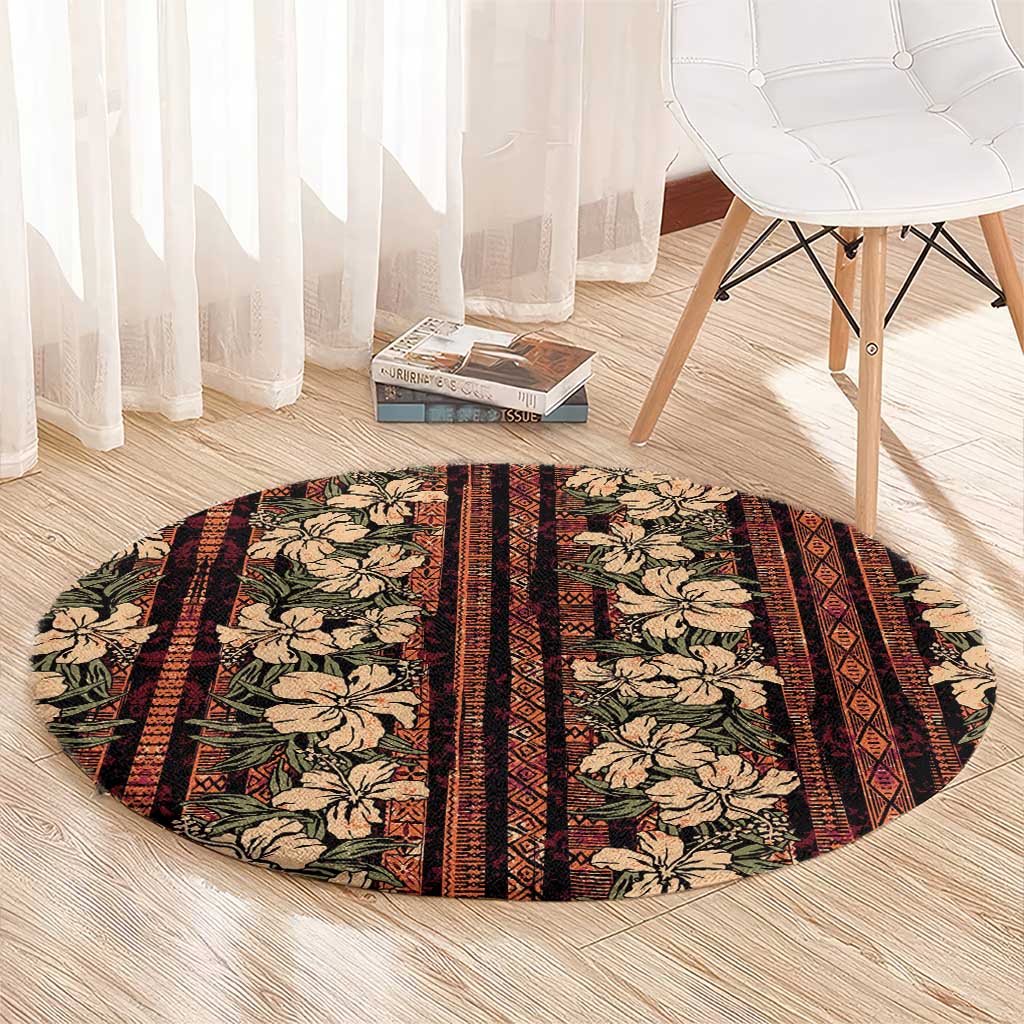 Hawaii Hibiscus Round Carpet Retro Style LT01 - Polynesian Pride