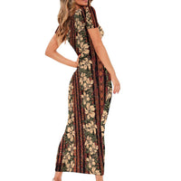Hawaii Hibiscus Short Sleeve Bodycon Dress Retro Style LT01 - Polynesian Pride