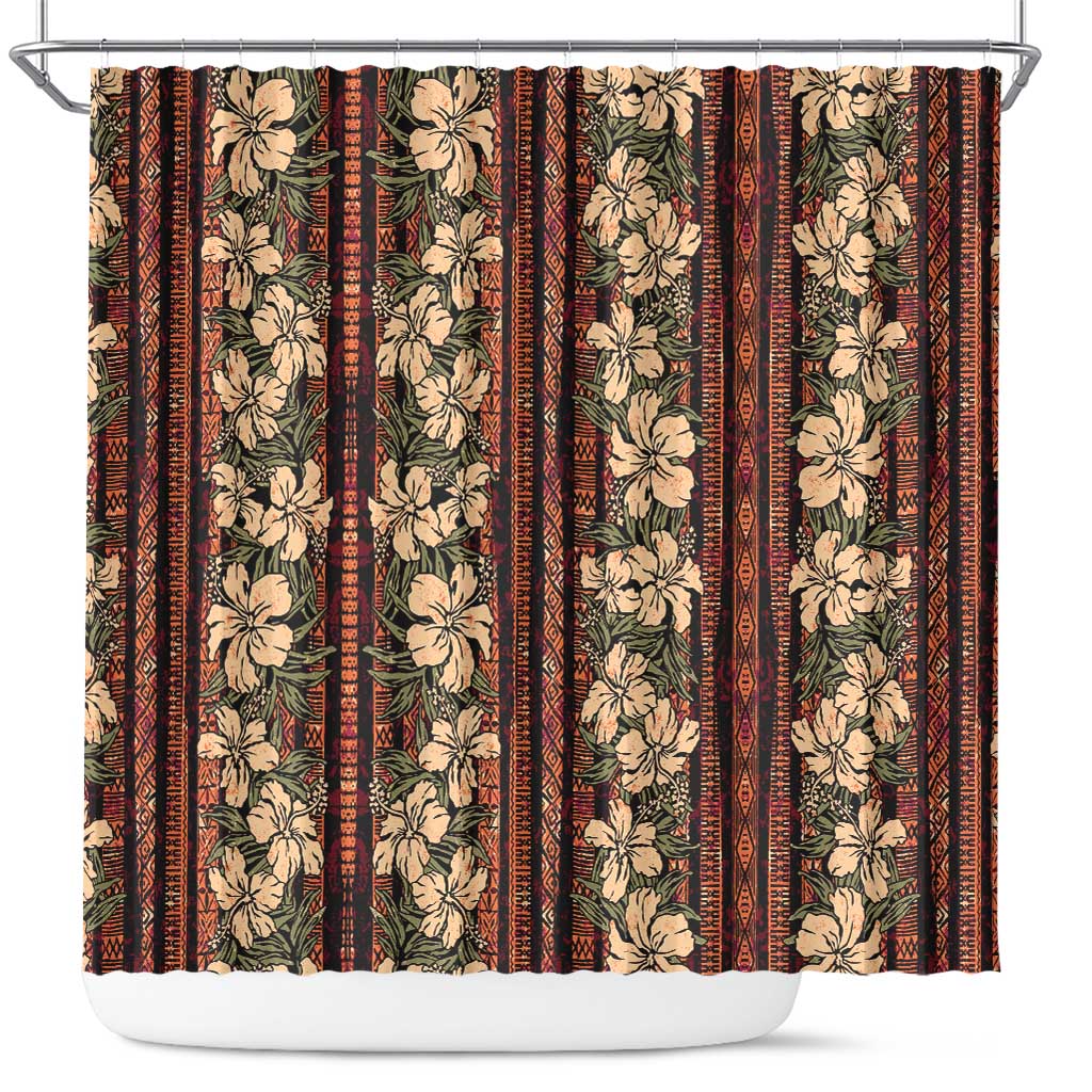 Hawaii Hibiscus Shower Curtain Retro Style LT01 Brown - Polynesian Pride