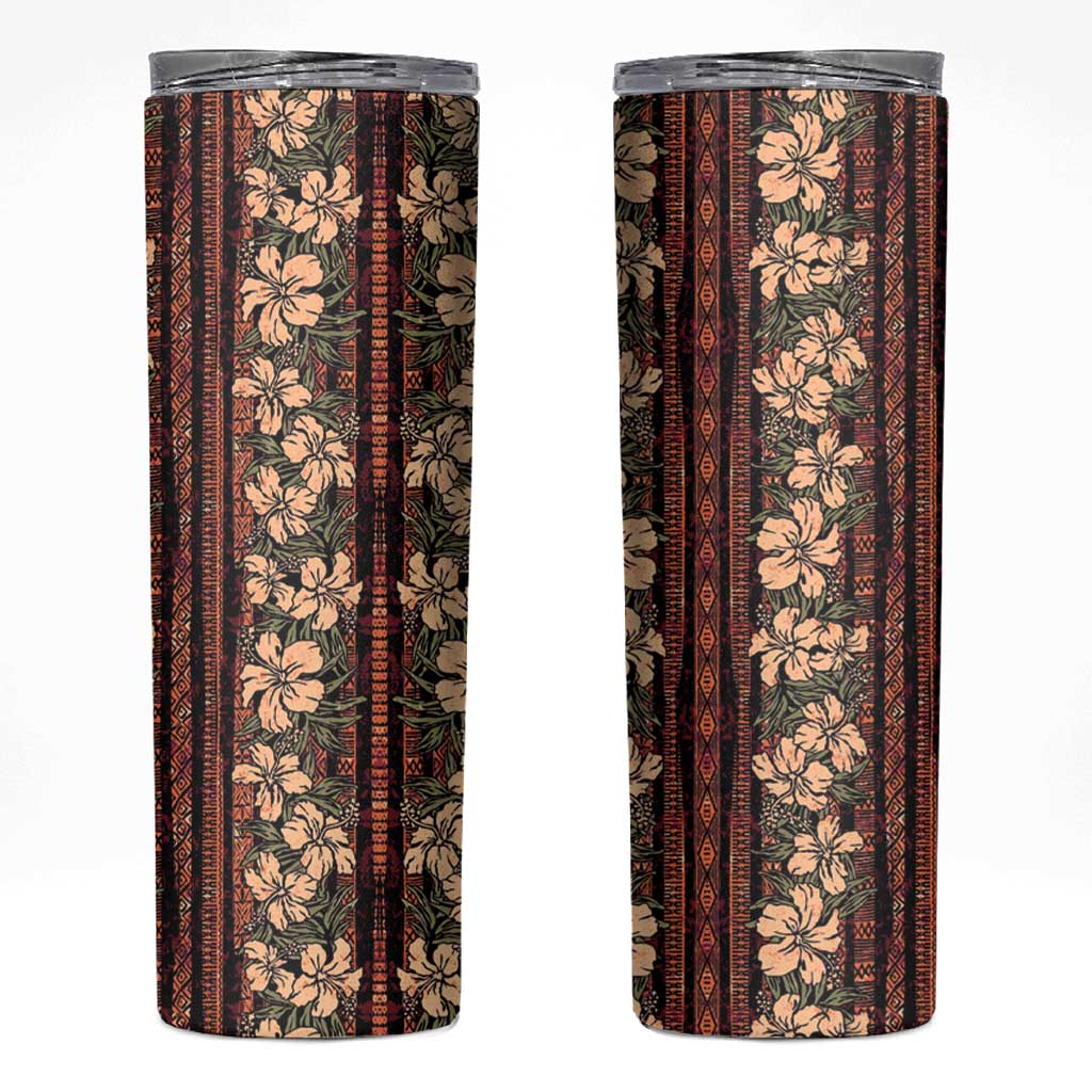 Hawaii Hibiscus Skinny Tumbler Retro Style LT01 Brown - Polynesian Pride