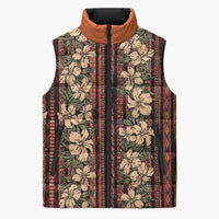 Hawaii Hibiscus Sleeveless Puffer Jacket Retro Style LT01 Unisex Brown - Polynesian Pride