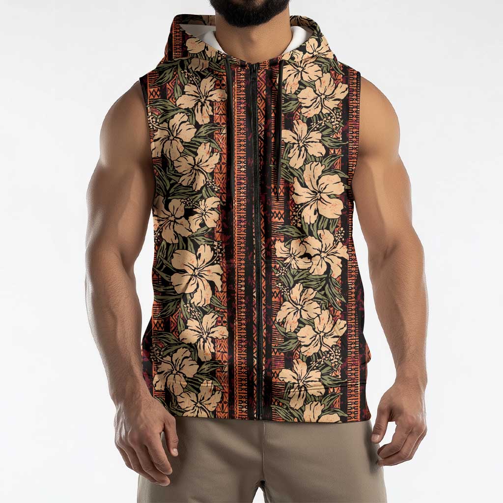 Hawaii Hibiscus Sleeveless Zip Hoodie Retro Style LT01 - Polynesian Pride