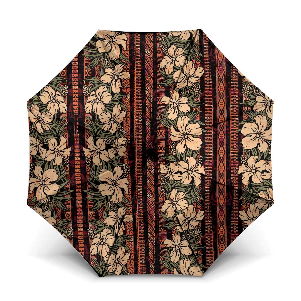 Hawaii Hibiscus Umbrella Retro Style LT01 One Size Folded 11.42 inch Opened Diameter 37.4 inch Brown - Polynesian Pride