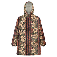 Hawaii Hibiscus Wearable Blanket Hoodie Retro Style LT01 One Size Brown - Polynesian Pride
