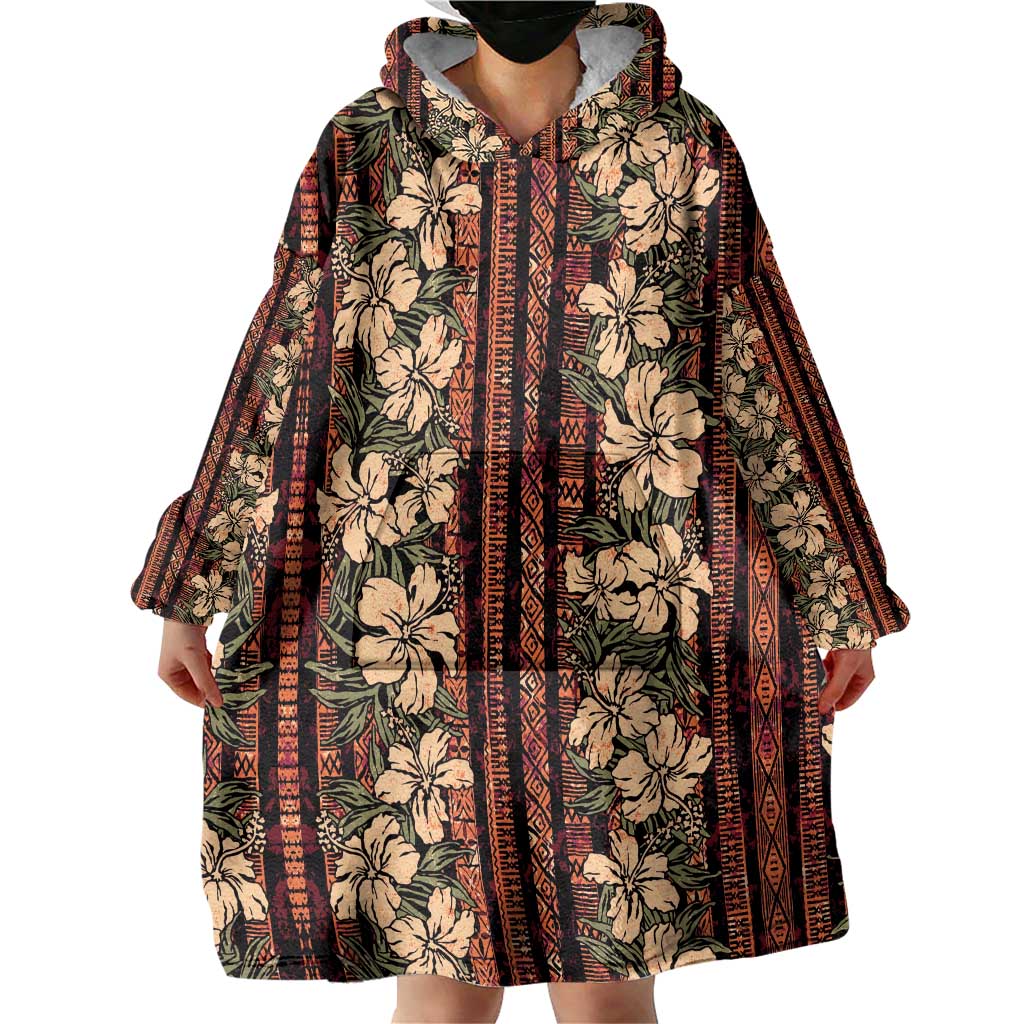 Hawaii Hibiscus Wearable Blanket Hoodie Retro Style LT01 - Polynesian Pride