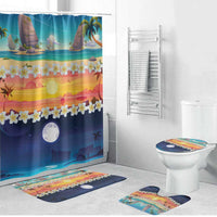 Hawaii Beach Landscape Time-Lapse Bathroom Set Tropical Plumeria Flowers LT01 Bathroom Set (4 pcs) Multicolor - Polynesian Pride