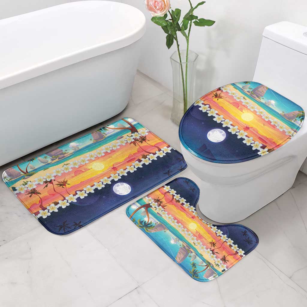 Hawaii Beach Landscape Time-Lapse Bathroom Set Tropical Plumeria Flowers LT01 - Polynesian Pride