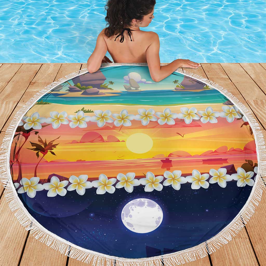 Hawaii Beach Landscape Time-Lapse Beach Blanket Tropical Plumeria Flowers LT01 - Polynesian Pride