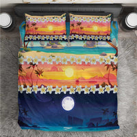 Hawaii Beach Landscape Time-Lapse Bedding Set Tropical Plumeria Flowers LT01 Multicolor - Polynesian Pride