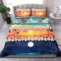 Hawaii Beach Landscape Time-Lapse Bedding Set Tropical Plumeria Flowers LT01 - Polynesian Pride