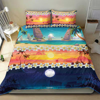 Hawaii Beach Landscape Time-Lapse Bedding Set Tropical Plumeria Flowers LT01 - Polynesian Pride