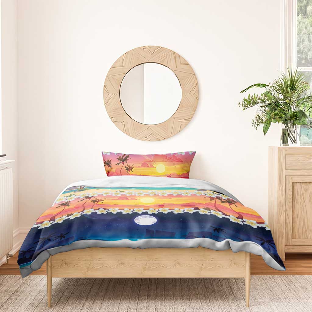 Hawaii Beach Landscape Time-Lapse Bedding Set Tropical Plumeria Flowers LT01 - Polynesian Pride