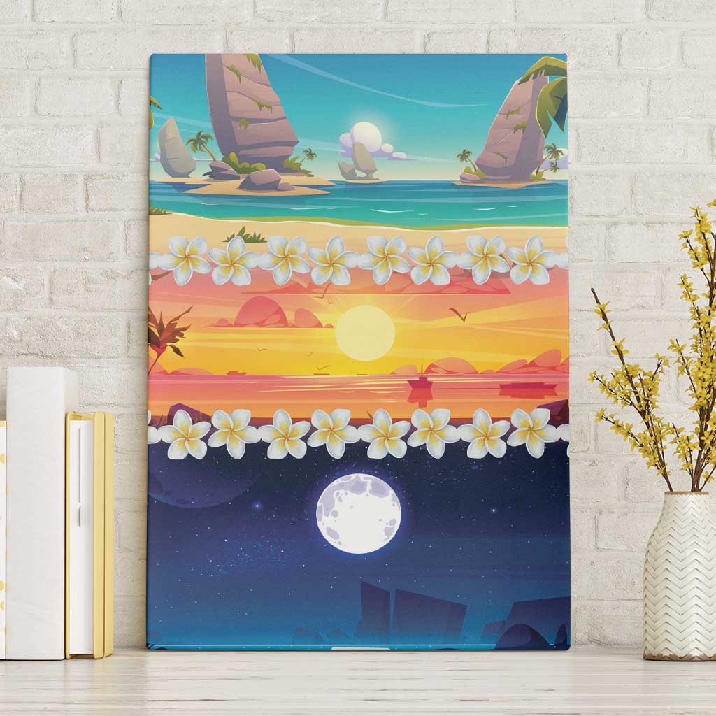Hawaii Beach Landscape Time-Lapse Canvas Wall Art Tropical Plumeria Flowers LT01 Without Frame Multicolor - Polynesian Pride