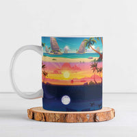 Hawaii Beach Landscape Time-Lapse Ceramic Mug Tropical Plumeria Flowers LT01 Multicolor - Polynesian Pride