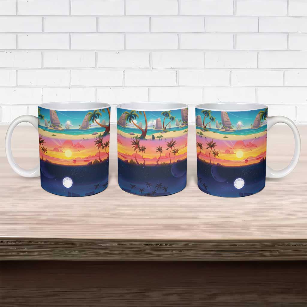 Hawaii Beach Landscape Time-Lapse Ceramic Mug Tropical Plumeria Flowers LT01 - Polynesian Pride